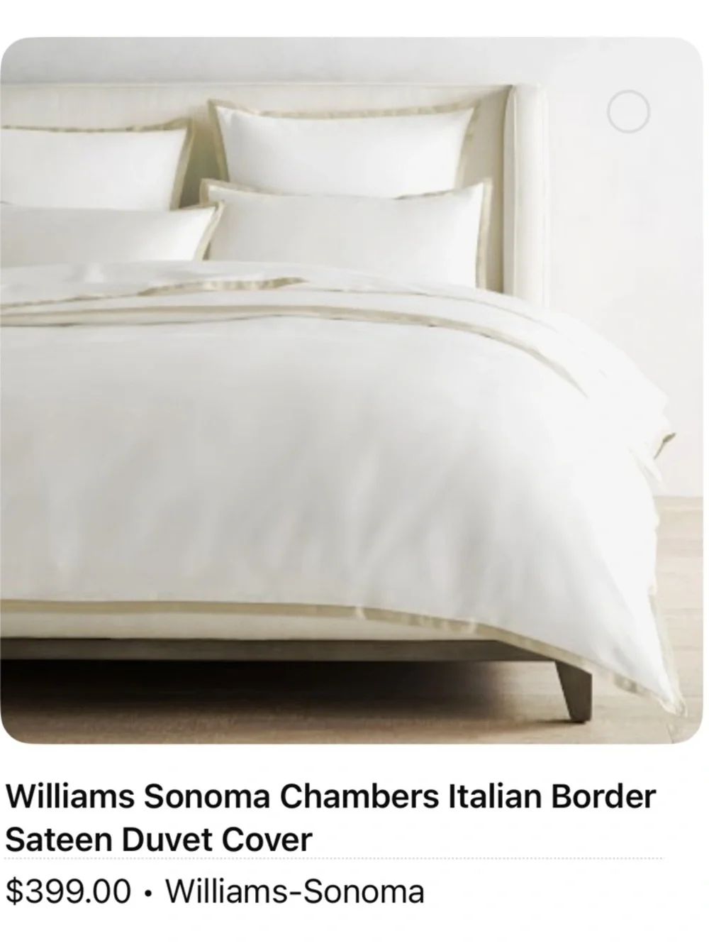 Williams Sonoma Chambers Italian Border Sateen Duvet Cover, King